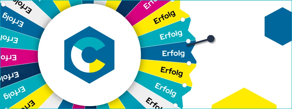 Stilisiertes Bild eines Glücksrads zur consus-Gewinnspielaktion beim DRG-Forum