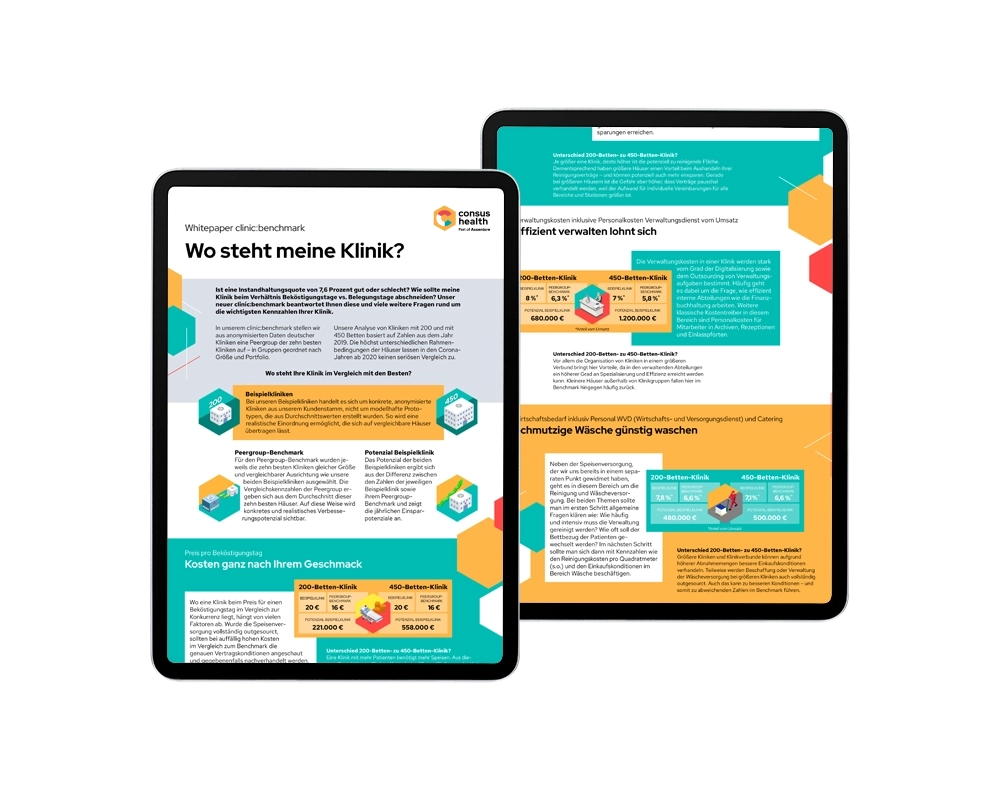 Screenshot vom Whitepaper Benchmark für Kliniken von consus.health