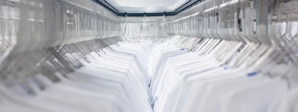 Detailaufnahme einer Krankenhauswäscherei